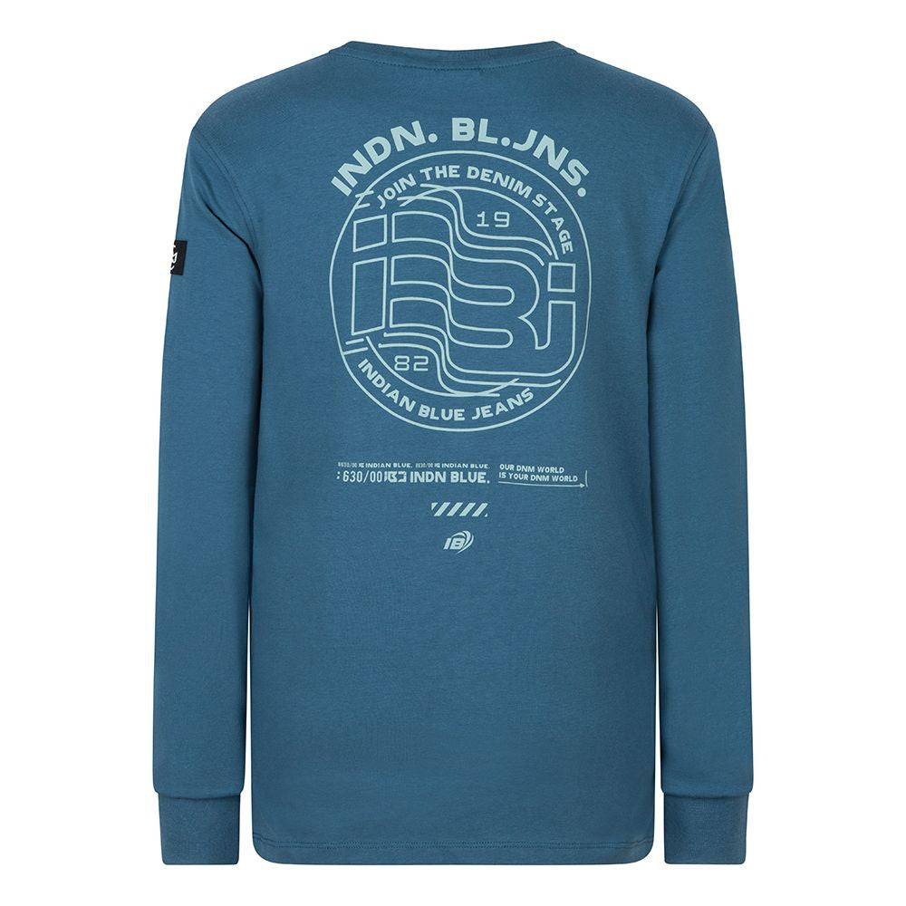 Organic T-Shirt Longsleeve IBJ Backprint | Petrolium Blue
