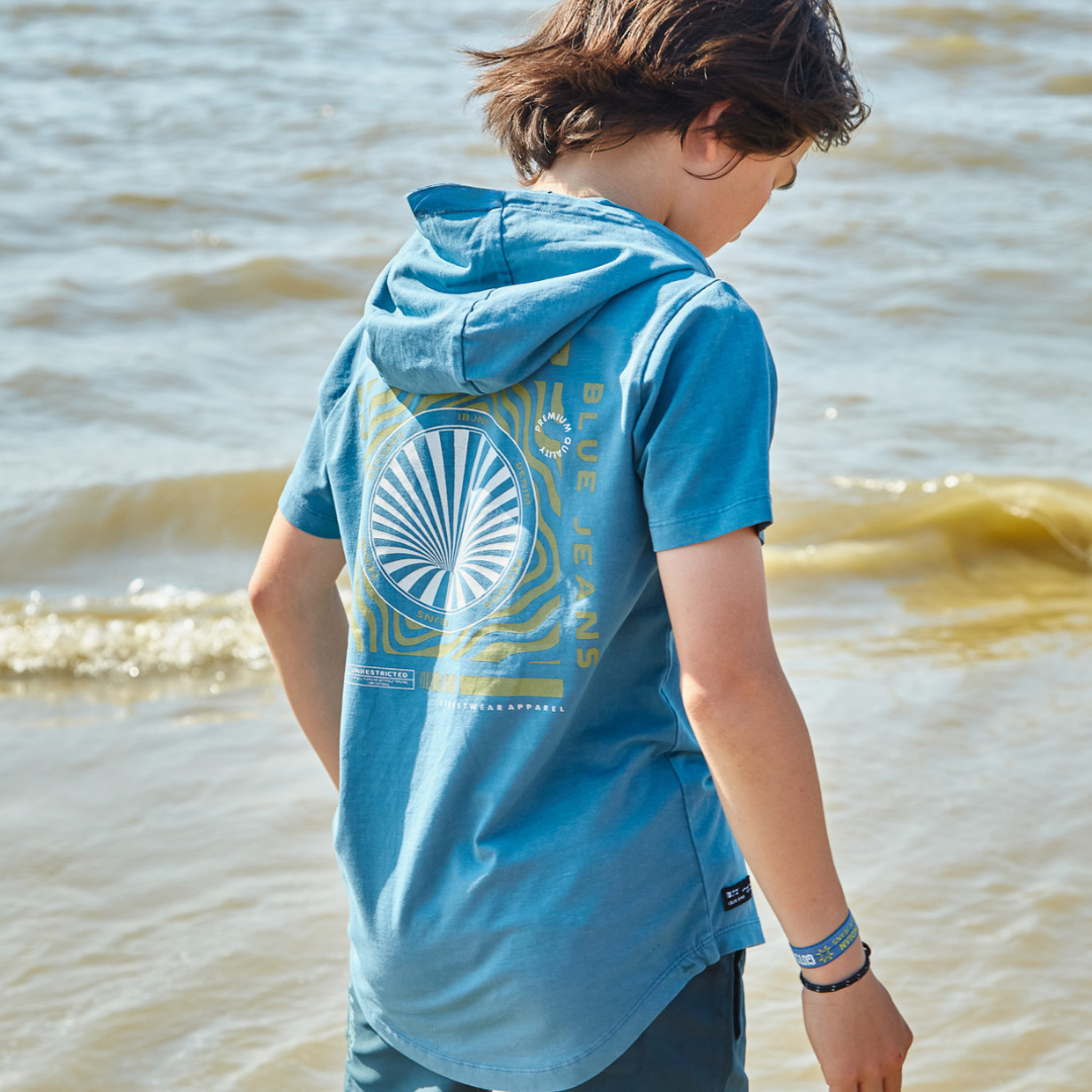 T-Shirt Hooded indian | Steel Blue