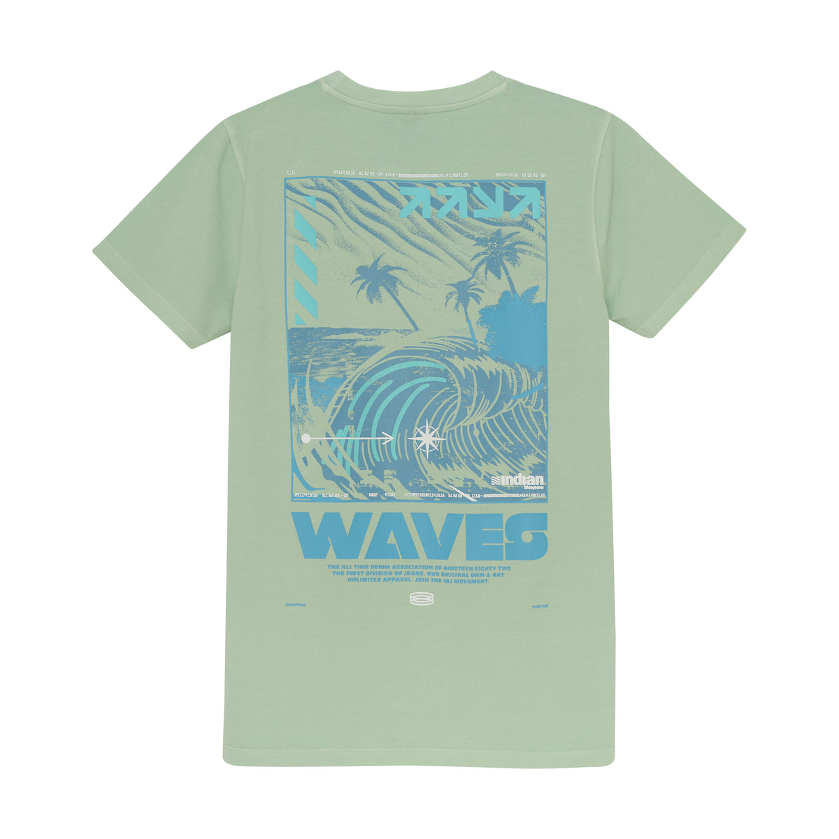 T-Shirt Backprint Wave I Fade Mint