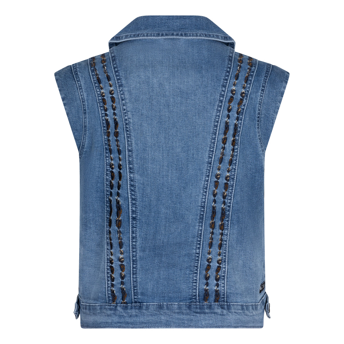 Denim Gilet Embroidery | Medium Denim