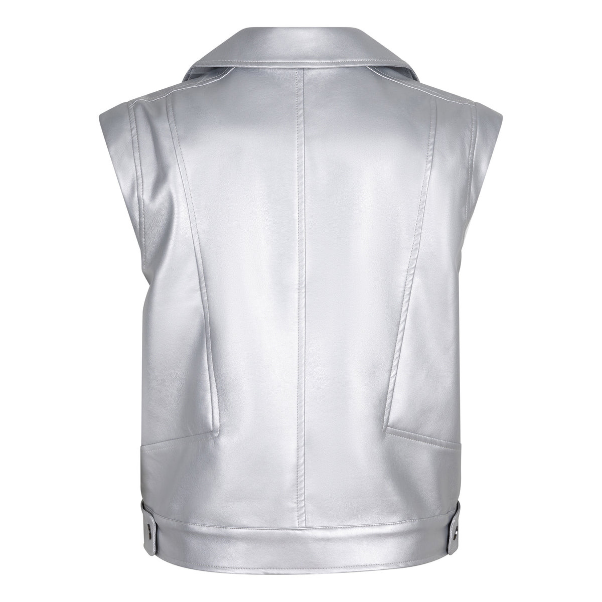 Vegan Leather Sleeveless Gilet | Silver