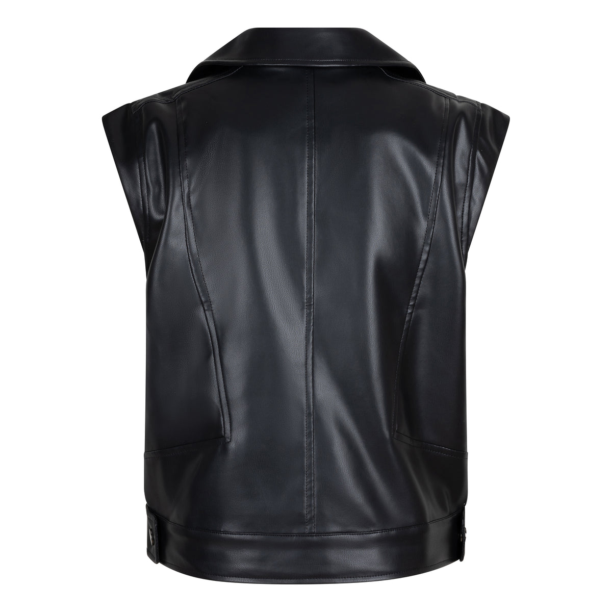 Vegan Leather Sleeveless Gilet | Black