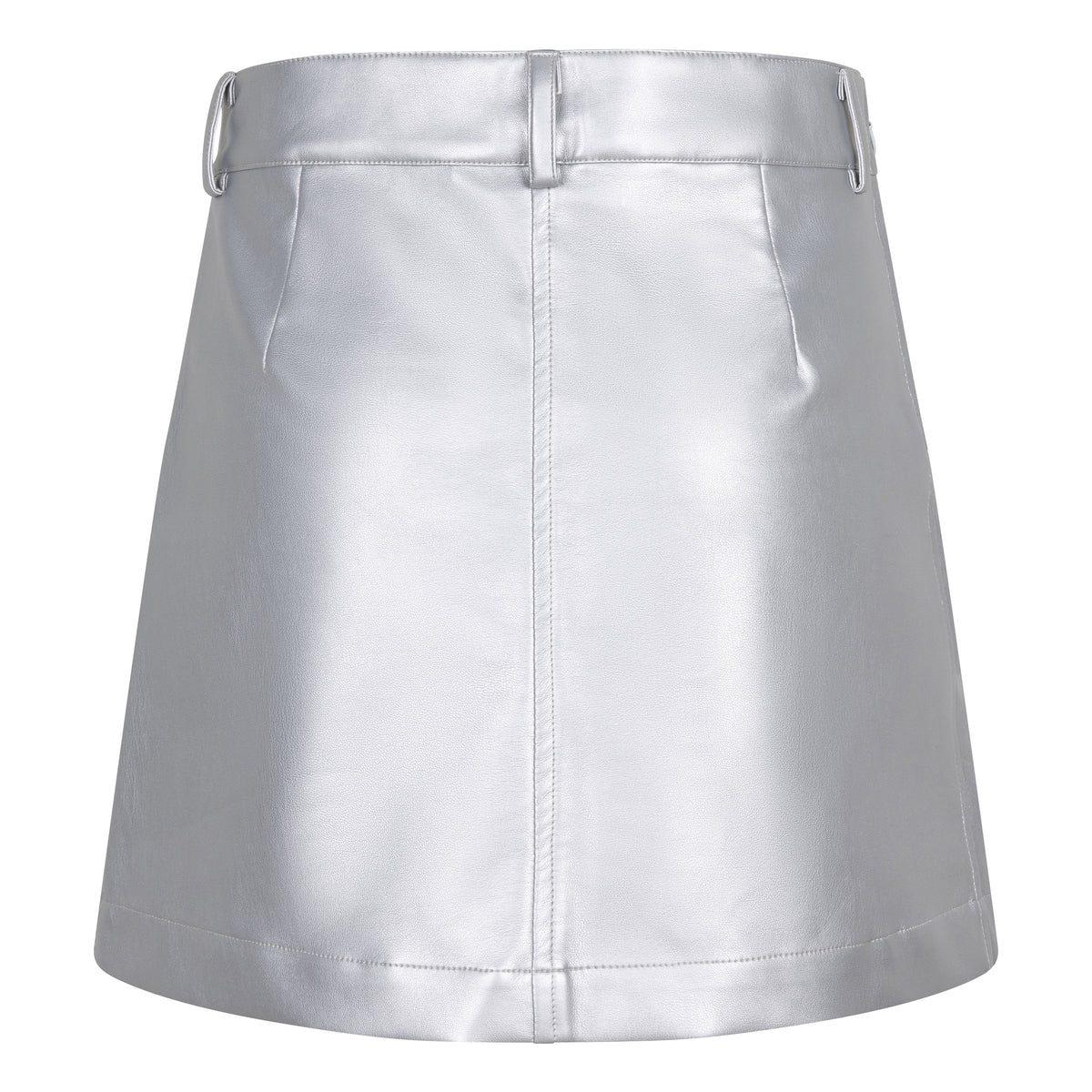 Vegan Leather Skirt | Silver