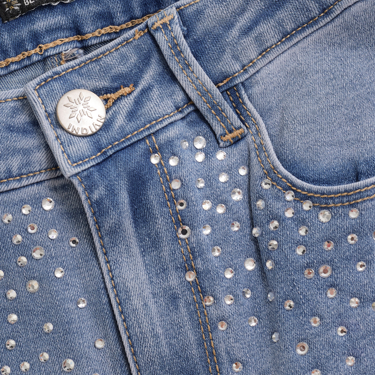 Straight Fit Studs | Light Blue Denim
