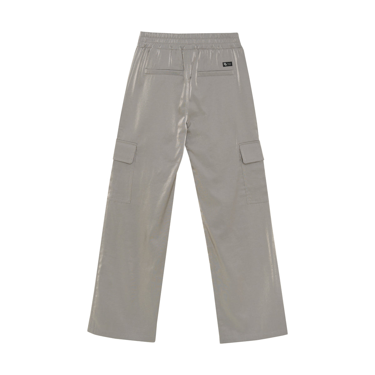 Wide Shiny Cargo Pants | Silver