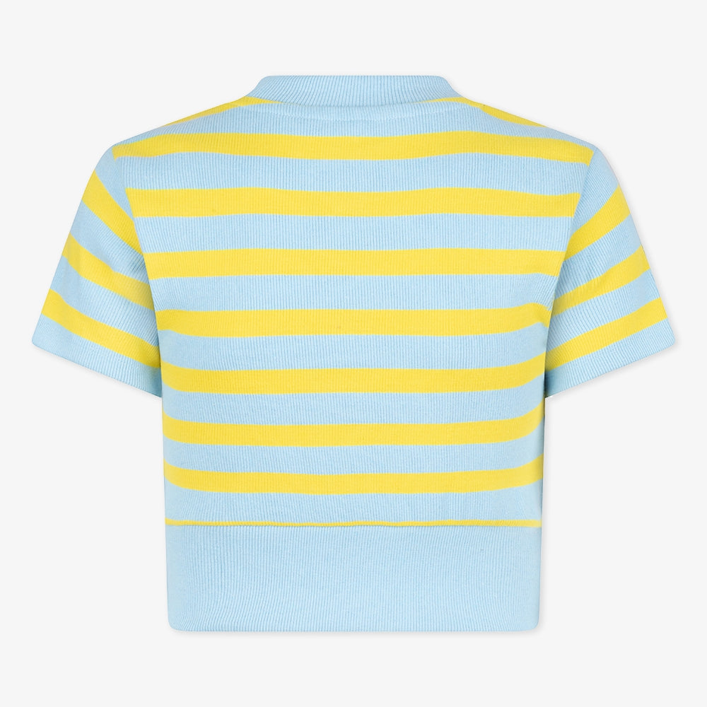 Cropped T-Shirt Stripe | Light Blue