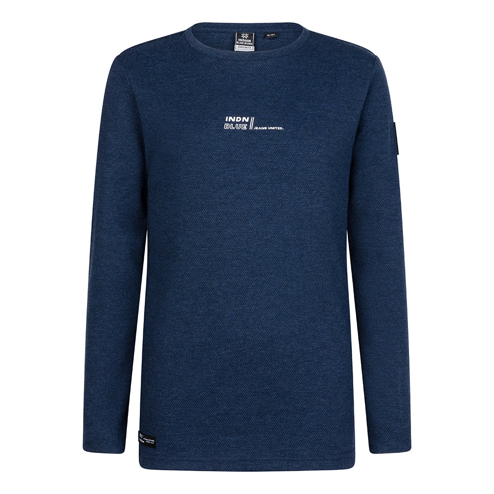 T-Shirt Longsleeve Fancy Pique | Evening Blue