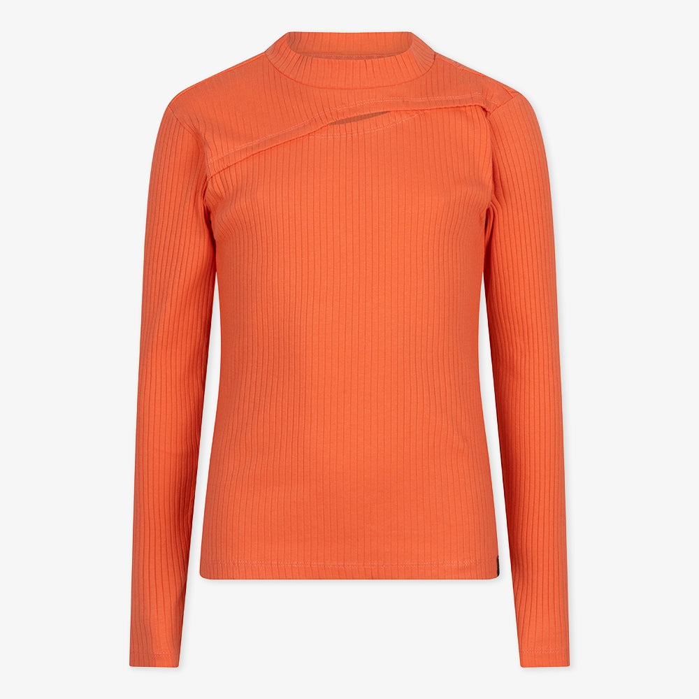 T-SHIRT LONGSLEEVE CHEST OPENING | Bright Coral