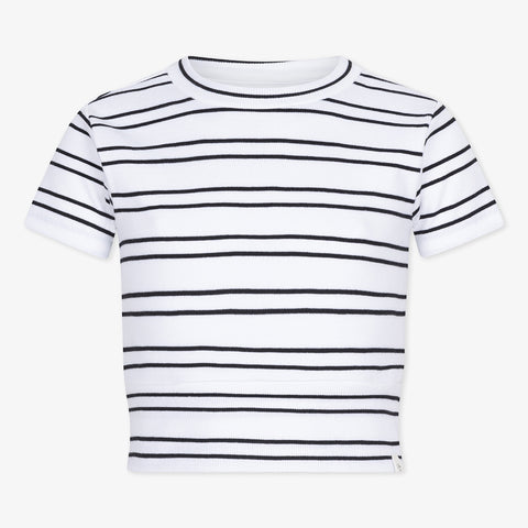 cropped T-shirt small Stripe | White