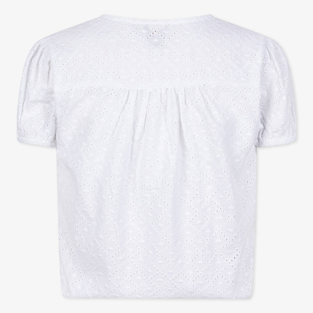 Cropped Broderie Shirt | White