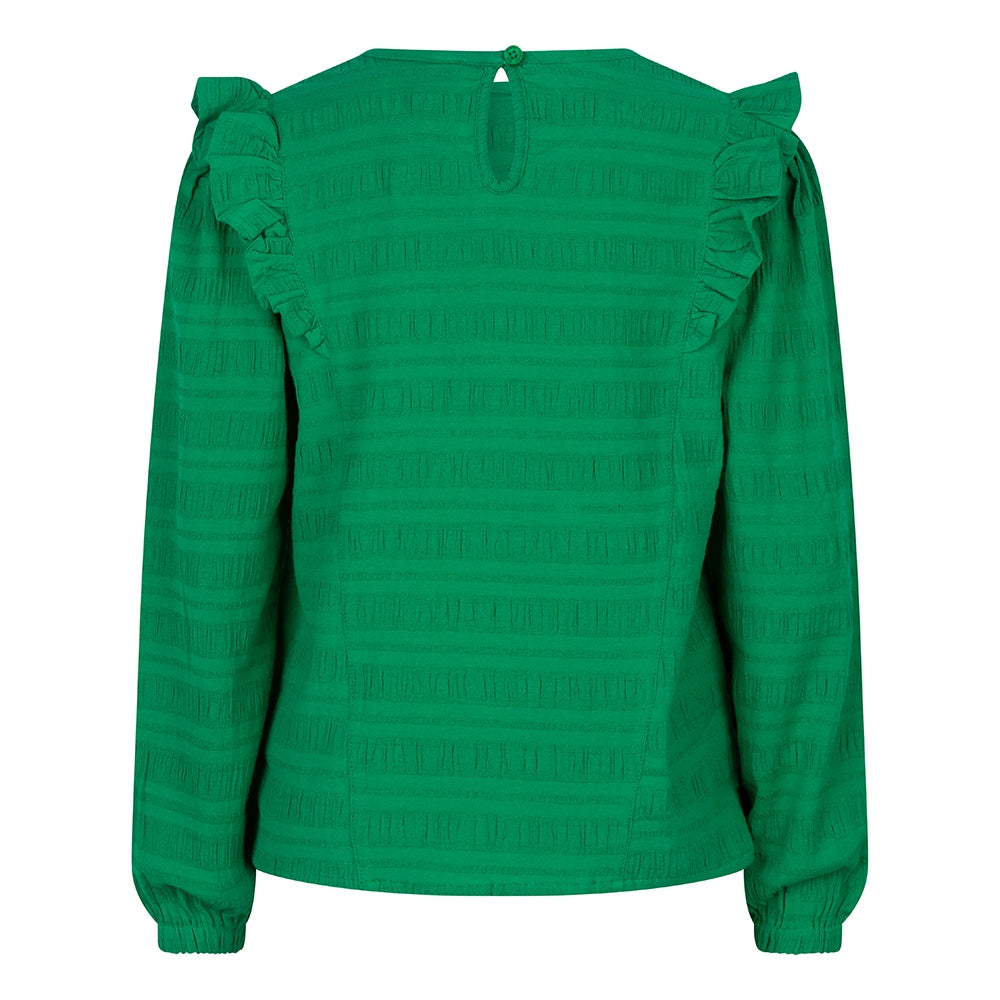 Shirt LS Ruffle Seersucker | Grass Green
